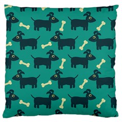 Happy Dogs Animals Pattern Large Flano Cushion Case (one Side) by Nexatart