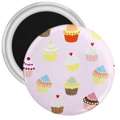 Seamless Cupcakes Wallpaper Pattern Background 3  Magnets by Nexatart