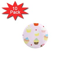 Seamless Cupcakes Wallpaper Pattern Background 1  Mini Magnet (10 Pack)  by Nexatart