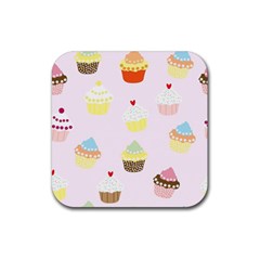 Seamless Cupcakes Wallpaper Pattern Background Rubber Coaster (square)  by Nexatart