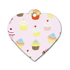 Seamless Cupcakes Wallpaper Pattern Background Dog Tag Heart (two Sides) by Nexatart