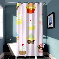 Seamless Cupcakes Wallpaper Pattern Background Shower Curtain 36  X 72  (stall)  by Nexatart