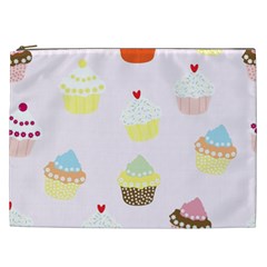 Seamless Cupcakes Wallpaper Pattern Background Cosmetic Bag (xxl)  by Nexatart