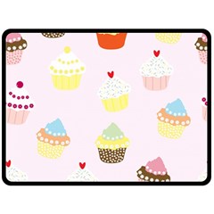 Seamless Cupcakes Wallpaper Pattern Background Double Sided Fleece Blanket (large)  by Nexatart