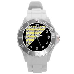 Note Abstract Paintwork Round Plastic Sport Watch (l) by Nexatart