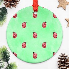 Pretty Background With A Ladybird Image Ornament (round) by Nexatart