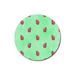 Pretty Background With A Ladybird Image Rubber Round Coaster (4 Pack)  by Nexatart