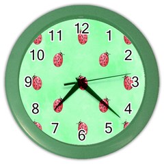 Pretty Background With A Ladybird Image Color Wall Clocks by Nexatart