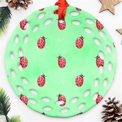 Pretty Background With A Ladybird Image Round Filigree Ornament (two Sides) by Nexatart