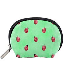 Pretty Background With A Ladybird Image Accessory Pouches (small)  by Nexatart