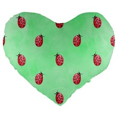 Pretty Background With A Ladybird Image Large 19  Premium Flano Heart Shape Cushions by Nexatart