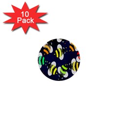 Bees Cartoon Bee Pattern 1  Mini Buttons (10 Pack)  by Nexatart