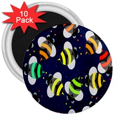 Bees Cartoon Bee Pattern 3  Magnets (10 Pack)  by Nexatart