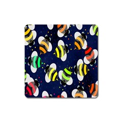 Bees Cartoon Bee Pattern Square Magnet by Nexatart