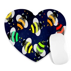 Bees Cartoon Bee Pattern Heart Mousepads by Nexatart