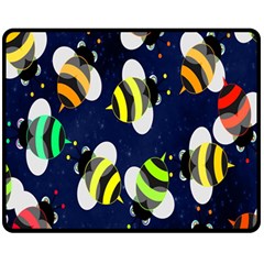 Bees Cartoon Bee Pattern Fleece Blanket (medium)  by Nexatart