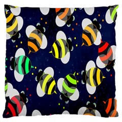 Bees Cartoon Bee Pattern Large Flano Cushion Case (one Side) by Nexatart