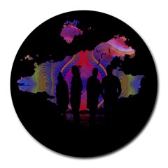 Abstract Surreal Sunset Round Mousepads by Nexatart