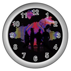 Abstract Surreal Sunset Wall Clocks (silver)  by Nexatart