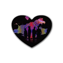 Abstract Surreal Sunset Heart Coaster (4 Pack)  by Nexatart