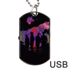 Abstract Surreal Sunset Dog Tag Usb Flash (one Side) by Nexatart