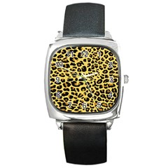 A Jaguar Fur Pattern Square Metal Watch by Nexatart