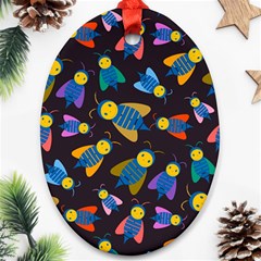 Bees Animal Insect Pattern Ornament (oval) by Nexatart