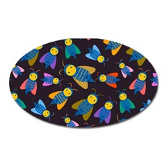 Bees Animal Insect Pattern Oval Magnet by Nexatart