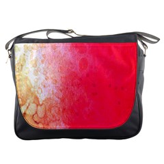 Abstract Red And Gold Ink Blot Gradient Messenger Bags by Nexatart