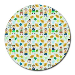 Football Kids Children Pattern Round Mousepads by Nexatart