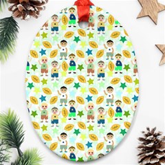 Football Kids Children Pattern Ornament (oval) by Nexatart