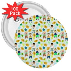 Football Kids Children Pattern 3  Buttons (100 Pack)  by Nexatart