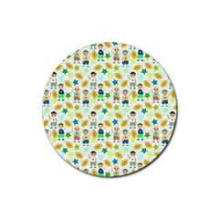 Football Kids Children Pattern Rubber Coaster (round)  by Nexatart