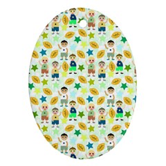 Football Kids Children Pattern Oval Ornament (two Sides) by Nexatart