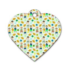 Football Kids Children Pattern Dog Tag Heart (one Side) by Nexatart