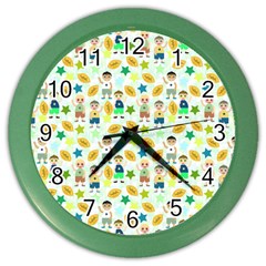 Football Kids Children Pattern Color Wall Clocks by Nexatart