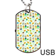 Football Kids Children Pattern Dog Tag Usb Flash (two Sides) by Nexatart