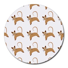 Cute Cats Seamless Wallpaper Background Pattern Round Mousepads by Nexatart