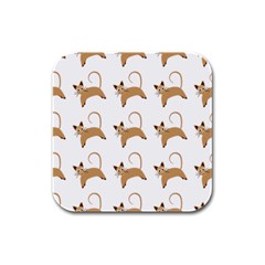 Cute Cats Seamless Wallpaper Background Pattern Rubber Square Coaster (4 Pack)  by Nexatart