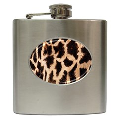 Yellow And Brown Spots On Giraffe Skin Texture Hip Flask (6 Oz) by Nexatart