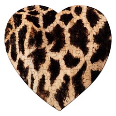 Yellow And Brown Spots On Giraffe Skin Texture Jigsaw Puzzle (heart) by Nexatart