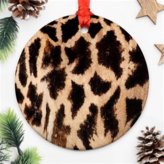 Yellow And Brown Spots On Giraffe Skin Texture Round Ornament (two Sides) by Nexatart