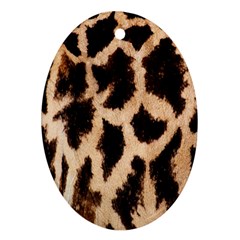 Yellow And Brown Spots On Giraffe Skin Texture Oval Ornament (two Sides) by Nexatart