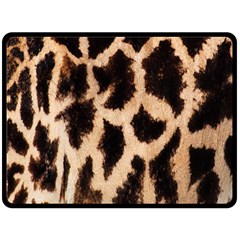 Yellow And Brown Spots On Giraffe Skin Texture Fleece Blanket (large)  by Nexatart