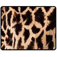 Yellow And Brown Spots On Giraffe Skin Texture Fleece Blanket (medium)  by Nexatart