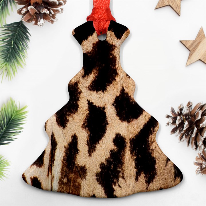 Yellow And Brown Spots On Giraffe Skin Texture Christmas Tree Ornament (Two Sides)