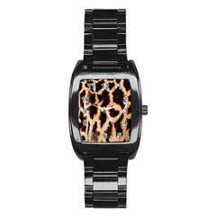 Yellow And Brown Spots On Giraffe Skin Texture Stainless Steel Barrel Watch by Nexatart