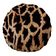 Yellow And Brown Spots On Giraffe Skin Texture Large 18  Premium Flano Round Cushions by Nexatart