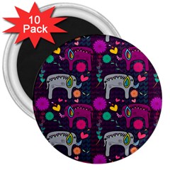 Love Colorful Elephants Background 3  Magnets (10 Pack)  by Nexatart