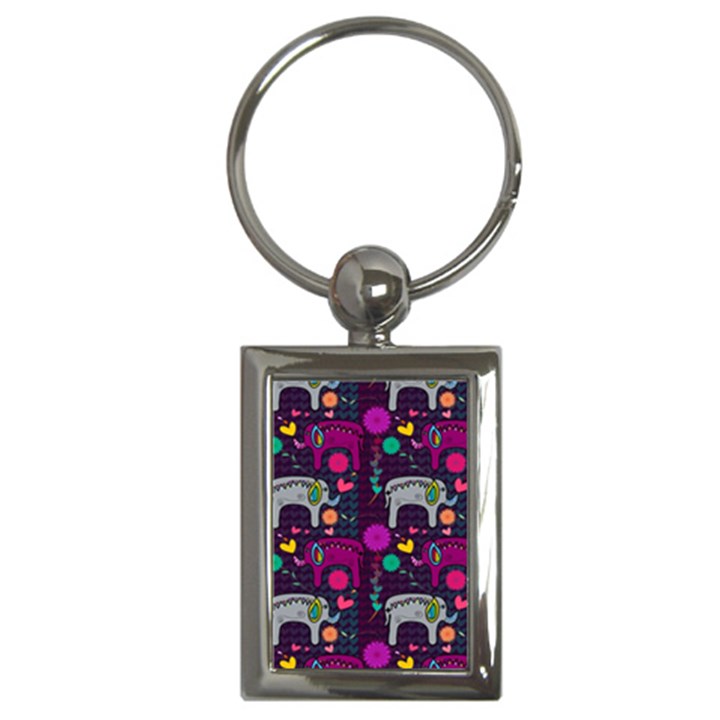 Love Colorful Elephants Background Key Chains (Rectangle) 